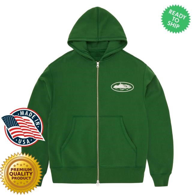 Official Corteiz Island Zip Attractive Hoodie [Green]