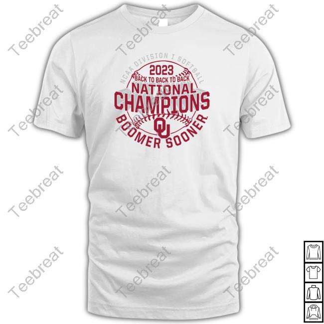 Official Oklahoma Sooners Back To Back To Back National Champions Boomer Sooner Tee