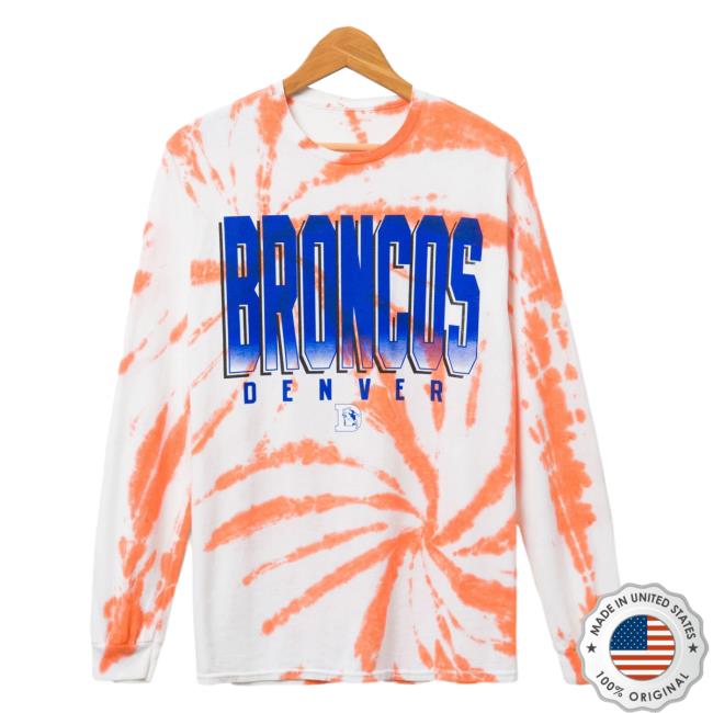 Official Junk Food Apparel Clothing Store Shop Junkfoodclothing Denver Broncos Game Time Tie Dye Long-Sleeve Orange Tie-Dye