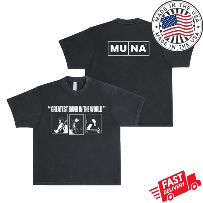 Muna Us Merch Greatest Band In The World Photo Black Pigment Tee Shirt