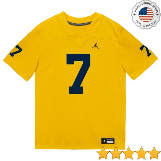 The M Den Michigan Wolverines #7 TJ Metcalf Student Athlete Maize Football Jersey New Shirt