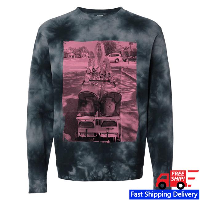 Official Kesha Tour Merch Kesha Logo Stroller Crew neck Sweatshirt Black Tie Dye Ke$ha Clothing Store Shop