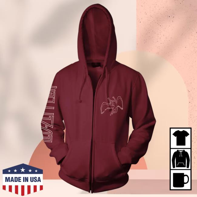 Official Led Zeppelin Merch Store Symbols Maroon Zip Hoodie