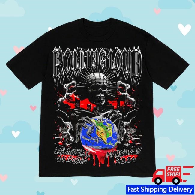 Official Rolling Loud Merch Store Shop Rolling Loud RL Pinhead Black Lineup Tshirt RollingLoud