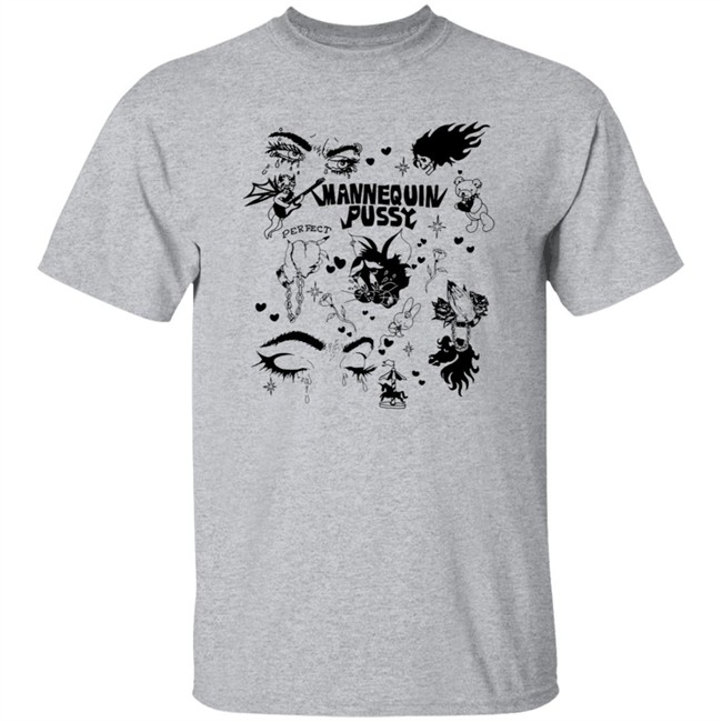 Mannequin Pussy Merch Tattoo Flash T Shirt Black Mannequin Pussy Merch Tattoo Flash T Shirt Black