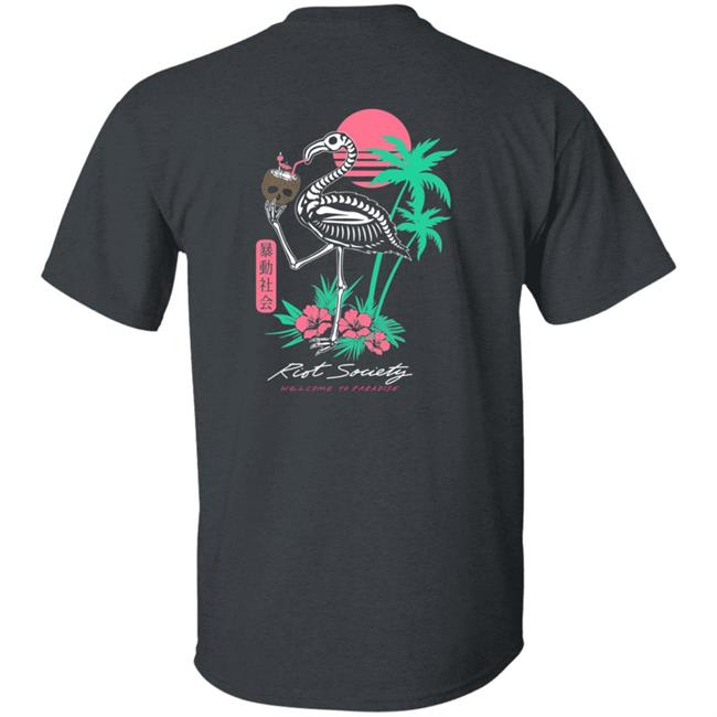 Riot Society Tropical Skeleton Flamingo Mens T Shirt