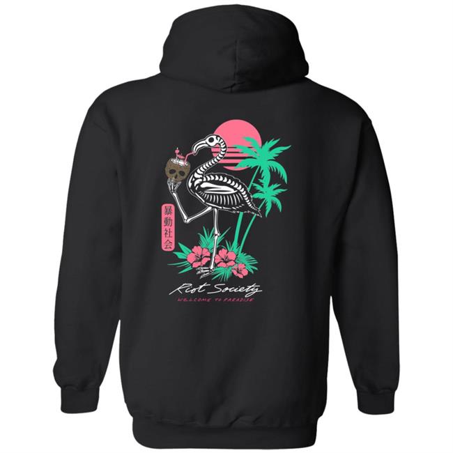 Riot Society Tropical Skeleton Flamingo Mens Hoodie