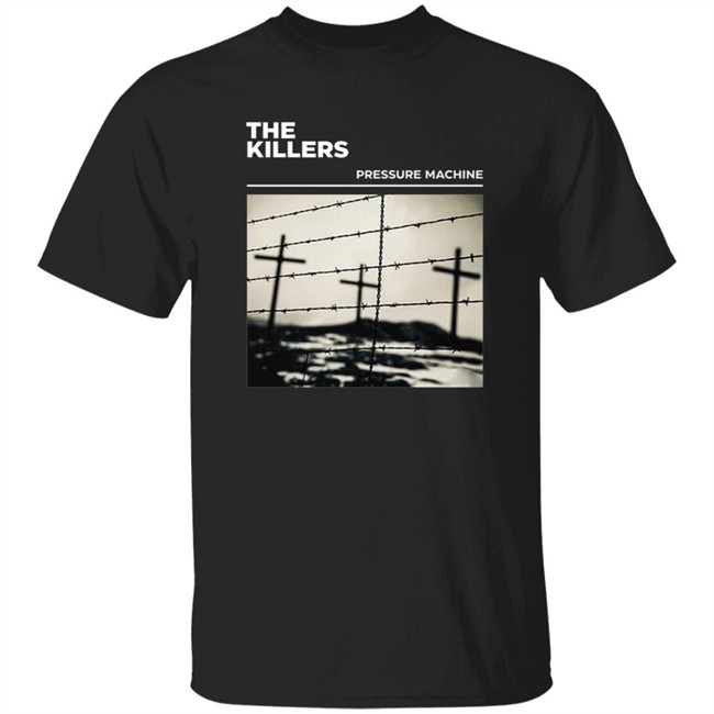 The Killers Merch Store Pressure Machine Barbed Wire Black Tee Shirt