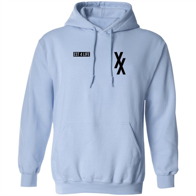 Mgk Tour Merch Custom Est 4 Life Pastel Blue Hoodie Mgk Tour Merch Custom Est 4 Life Pastel Blue Hoodie