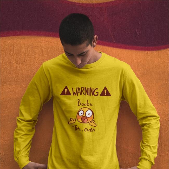 Warning Boobs Tits Even Hooded Sweatshirt