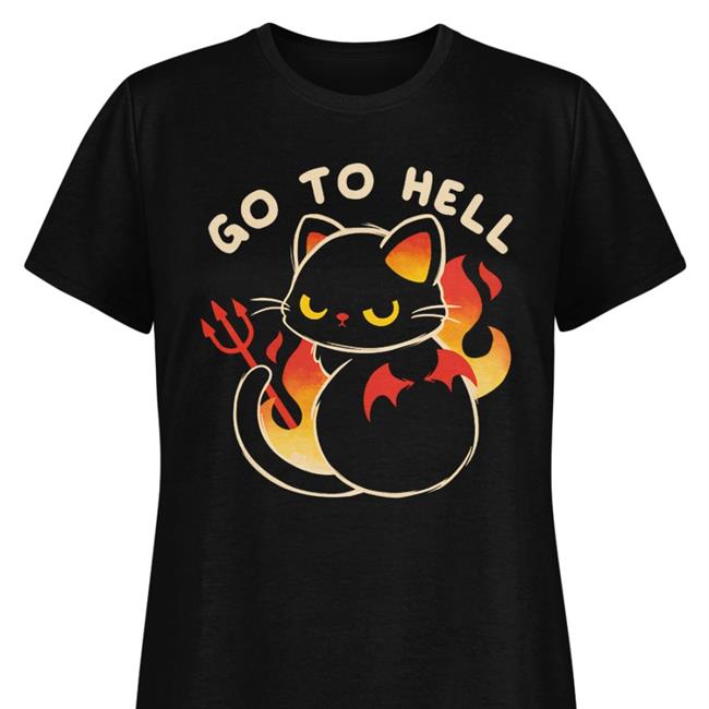 Qwertee Qwertee Merch Go To Hell Cat Shirt