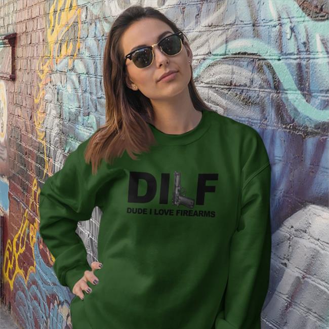 Bunker Branding Merch DILF Dude I Love Firearms Hooded Sweatshirt
