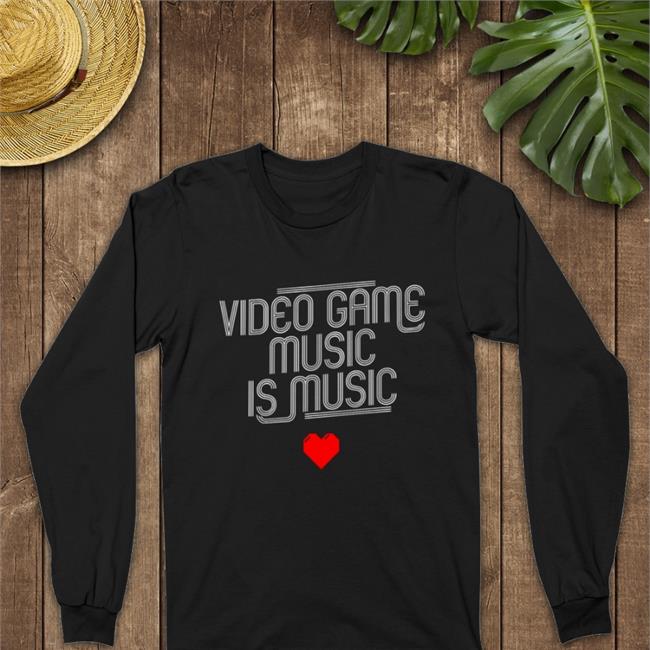 Hello Merch Video Game Music Is Music Original T-Shirt Black Mega Ran