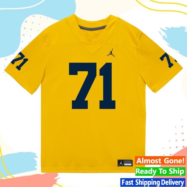 Michigan Wolverines #71 Evan Link Student Athlete Maize Football Jersey Shirts The M Den Shop Official
