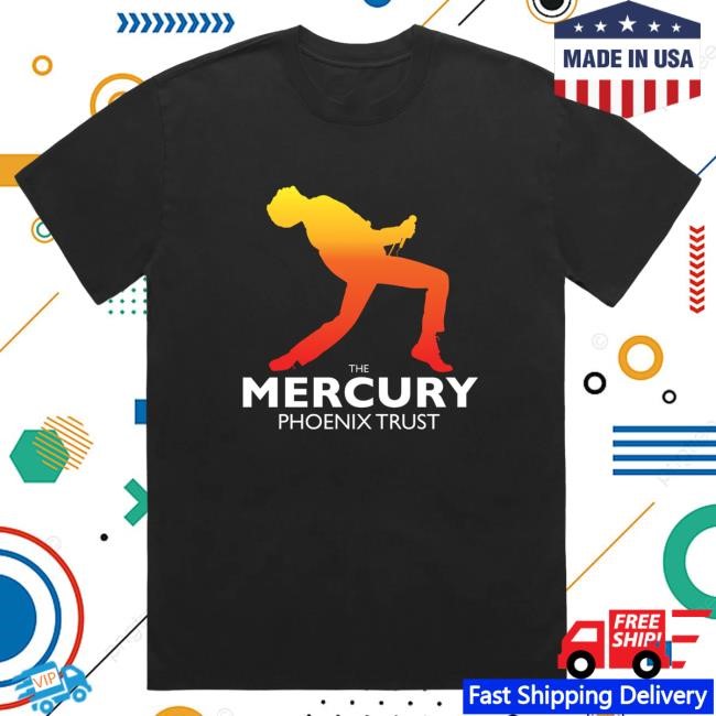 Official Queen Shop Mercury Phoenix Trust Logo Silhouette Black Top Shirt