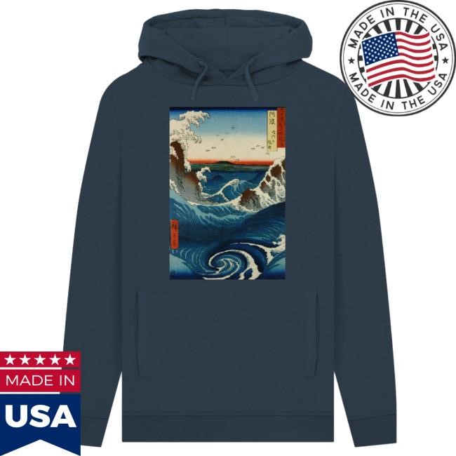 Hiroshige The Rough Seas at Naruto Unisex Hoodies, Navy British Museum Store Shop Official Store Shop