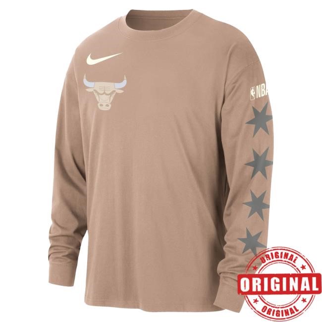 Official Chicago Bulls 2024-25 Chicago Bulls City Edition Nike Max 90 Long Sleeve T-Shirt ChicagoBulls