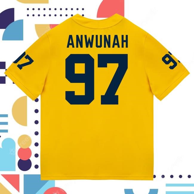 The M Den Michigan Wolverines #97 Chibi Anwunah Student Athlete Maize Football Jersey Shirts