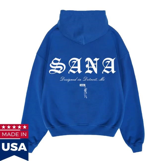 Sana Old English Long Sleeve Hoodie - Royal Blue Sana Detroit Merch