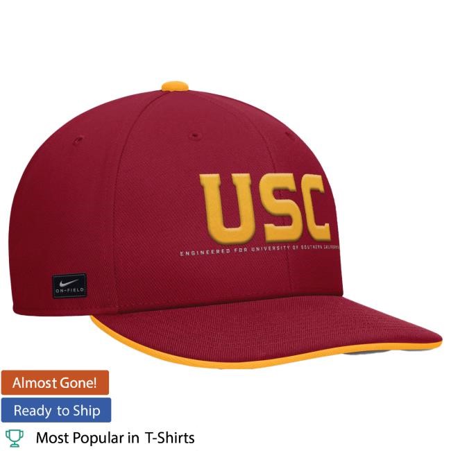 USC Trojand Cardinal Block Engineered Sideline Pro Flatbrim Snapback Cap USC Bookstores Officical