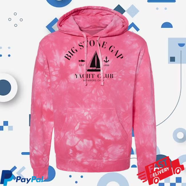 Official Hometown Apparel Clothing Merch Big Stone Gap Virginia Yacht Club Tie-Dye Hood 5XL Tie Dye Pink / Black