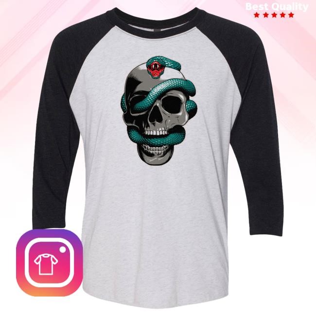 Official 3 Doors Down Merch Snake Skull Raglan L/S Tee