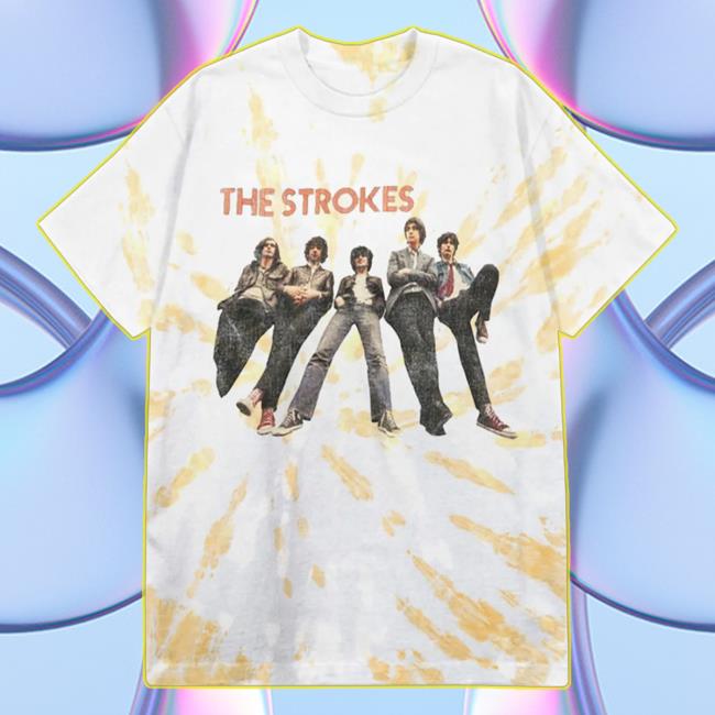 Official The Strokes Merch Store The Strokes Photo Tie-Dye Popover Shirt The Strokes Apparel TheStrokes