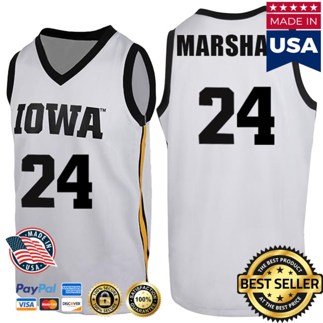 Official Iowa Hawkeyes Merch Store Iowa Hawkeyes Marshall #24 White Jersey New Shirt Iowa Hawkeyes Apparel Clothing Shop