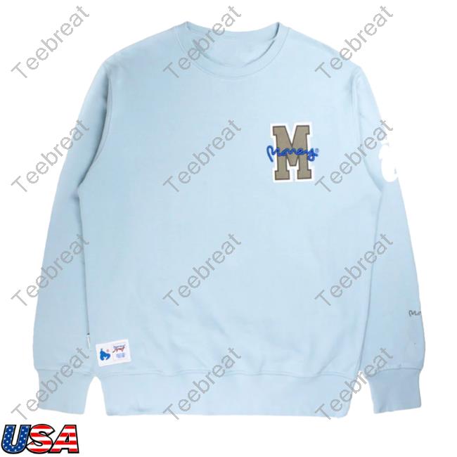 Official Money Clothing Big M Crew Hoody Light Blue