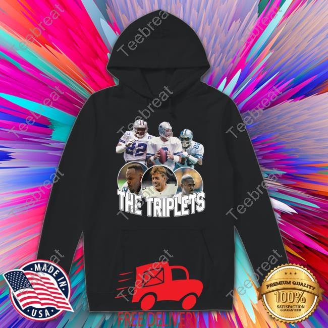 Dak Prescott The Triplets Tee Shirt Emmitt Smith Troy Aikman & Michael Irvin Dallas Cowboys