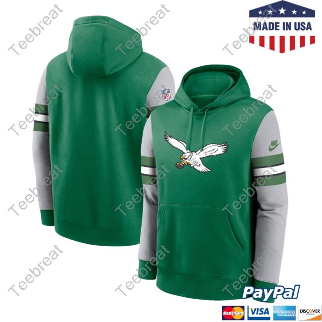 Official PhiladelphiaEagles Clothing Merch Store Shop Green Philadelphia Eagles Sideline Alternate Club Pullover Hoodie