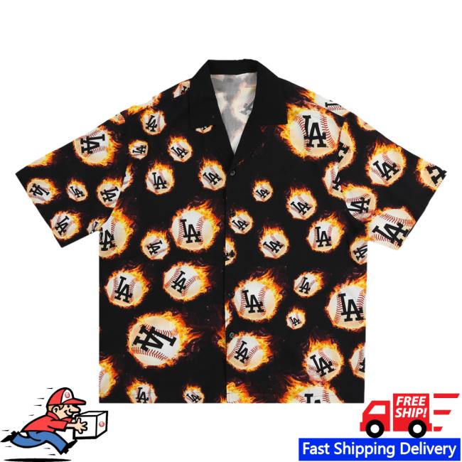 Official Pleasures Clothing Store Shop Fireball Button Down Los Angeles Dodgers T Shirt