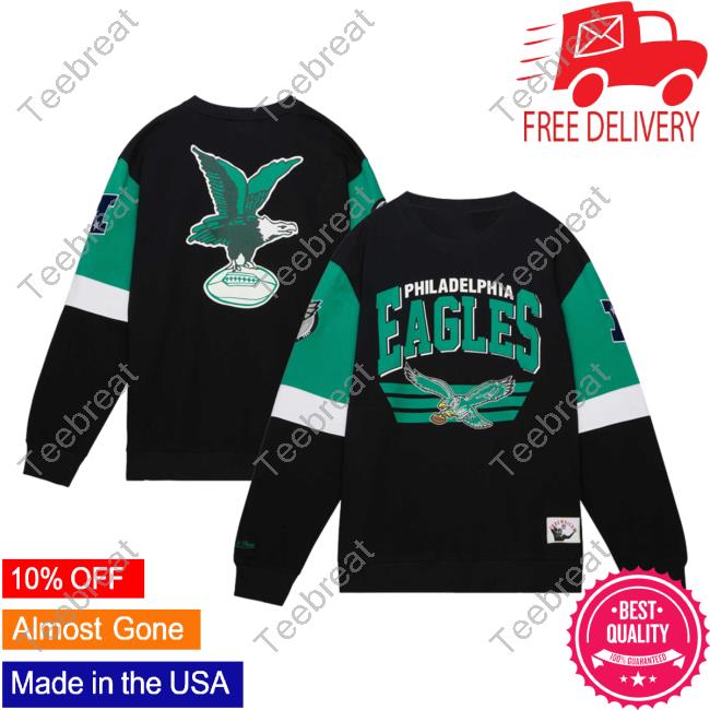 Official PhiladelphiaEagles Clothing Merch Store Shop Mitchell & Ness Black Philadelphia Eagles Gridiron Classics Allover 3.0 Hoodie 3D All Over Print