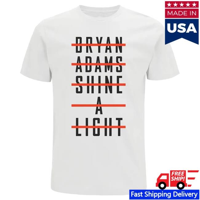 Official Bryan Adams Stacked Type Logo - White Shirt New BryanAdams
