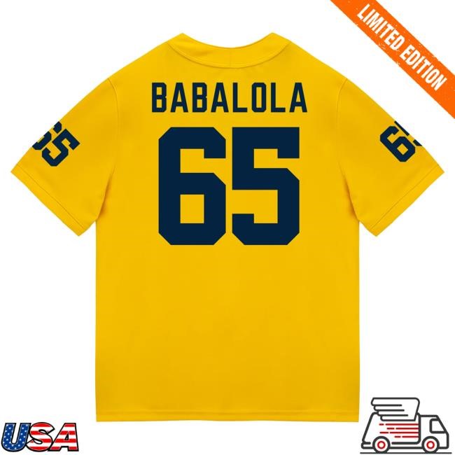 Michigan Wolverines #65 Andrew Babaola Student Athlete Maize Football Jersey Hot Shirt The M Den Shop Official