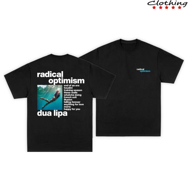 Official Dua Lipa Merch Store Radical Optimism Breast Logo Black Tees Dua Lipa Apparel Clothing Shop DuaLipa