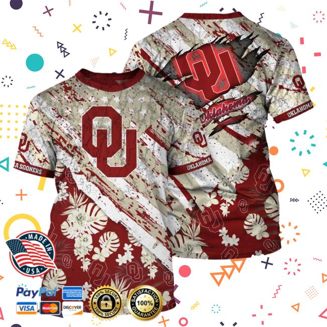 Banantees Oklahoma Sooners Tropical Flower Style And Flag All Over Printed 3D Shirt