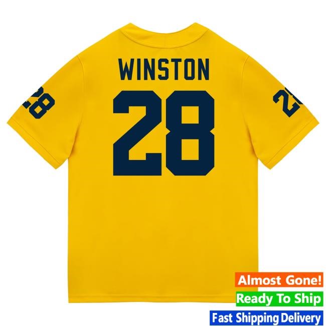 The M Den Michigan Wolverines #28 Kainoa Winston Student Athlete Maize Football Jersey Tee