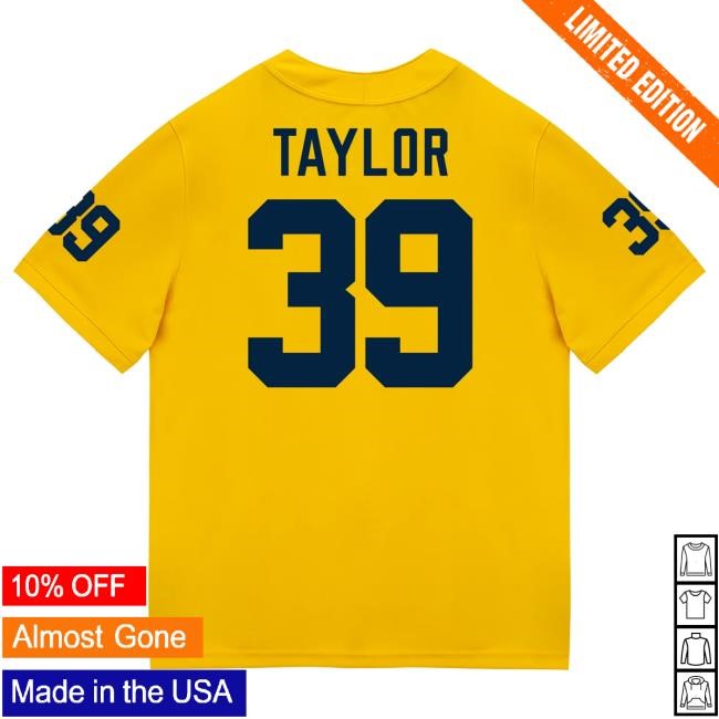 The M Den Michigan Wolverines #39 Joe Taylor Student Athlete Maize Football Jersey Shirt