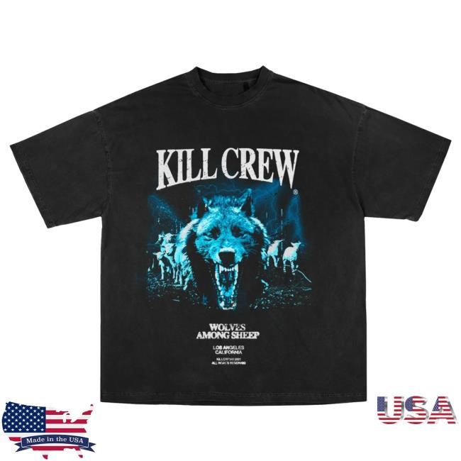 Official Kill Crew Apparel Clothing Oversized Midst Of Wolves T-Shirt - Black KillCrew Shop