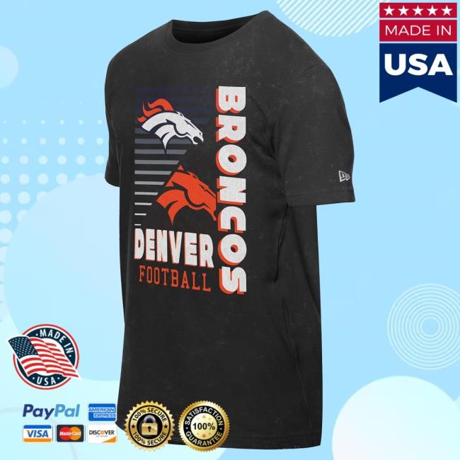 Official Denver Broncos Merch Men's New Era Black Denver Broncos Enzyme Washed Oversized T Shirt DenverBroncos
