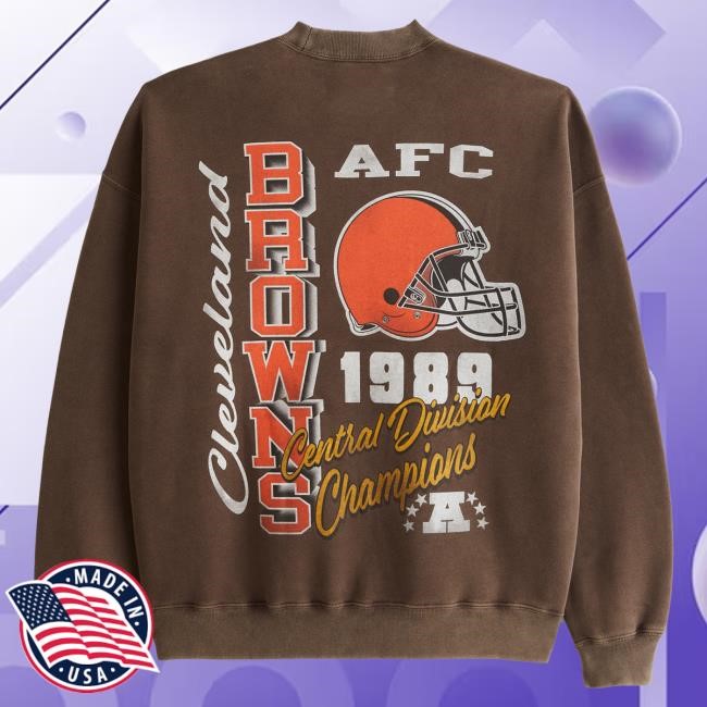 Official Abercrombie And Fitch Merch Cleveland Browns Graphic Crew NFL by Abercrombie