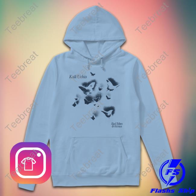 Official Kali Uchis Merch Blue Butterfly Red Moon In Venus Sweatshirts