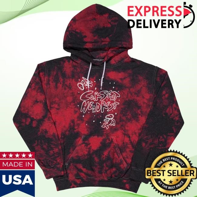 Official Car Seat Headrest Merch "How To Leave Town" Tie Dye Hooded Sweatshirt Red/Black