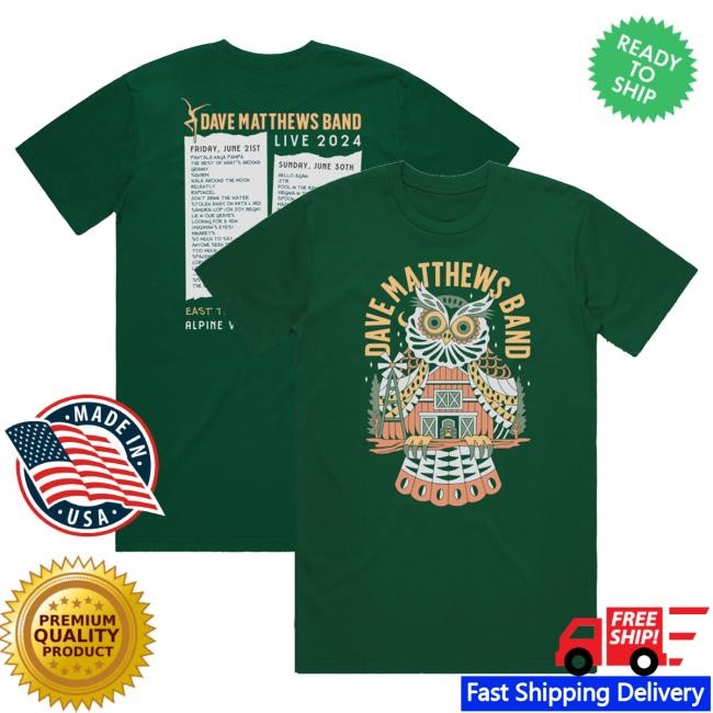 Official Dave Matthews Merch Store Shop Dave Matthews Band East Troy, WI 2024 Setlist T-Shirts