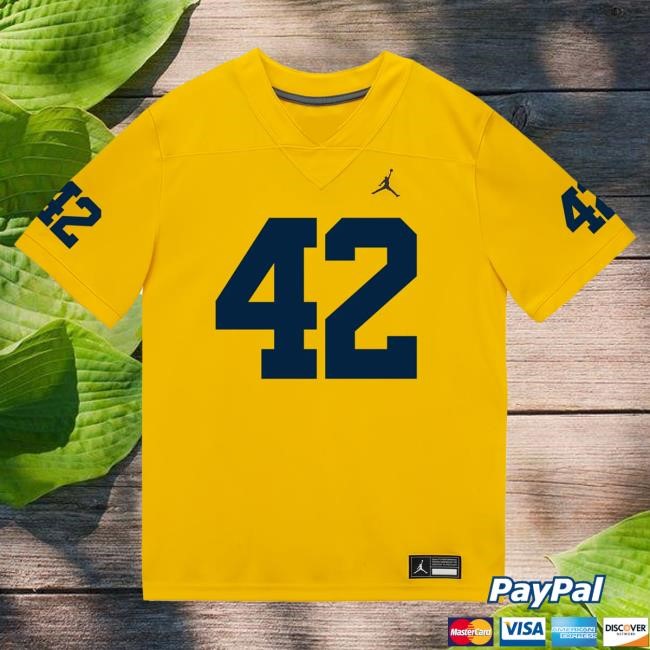 The M Den Michigan Wolverines #42 Jalen Hoffman Student Athlete Maize Football Jersey Tshirt