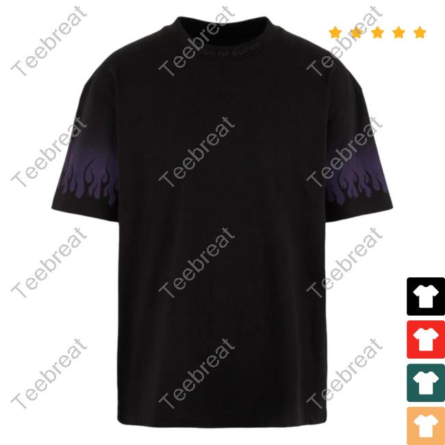 Official Vision Of Super Purple Negative Flames Black T-Shirt