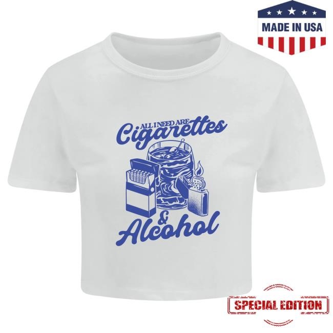 Official Day Of The Moon Store Shop Cigarettes & Alcohol Crop Tshirt