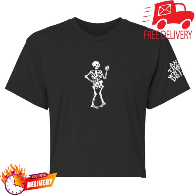Official Atwwd Merch And Thats Why We Drink Merch Dancing Skeleton Crop Top (Black) Popover Shirt