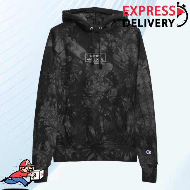 Official Yujin Clothing x Champion Antisocial Tie Dye Hoodies Anti Social Tie-Dye Hoodies Black
